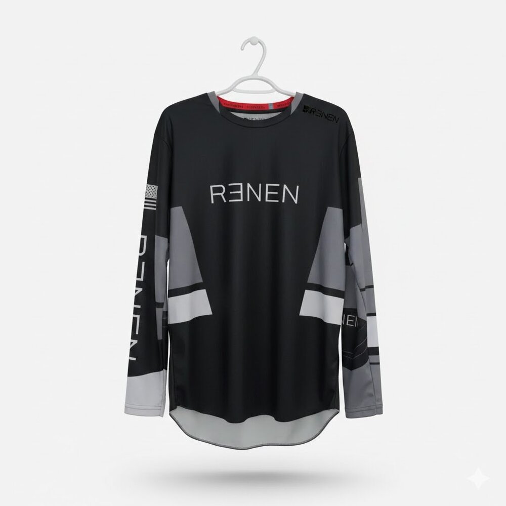 Renen USA Jersey MX Motocross ATV VTT MTB Mountain Bike L Large Black Grey